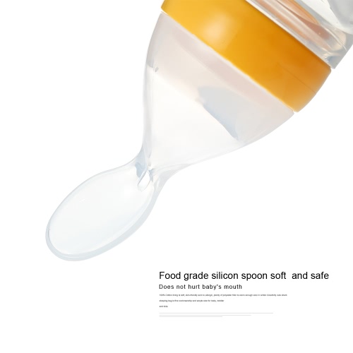 

Baby Infant Rice Flour Paste Bottle Semi-solid Food Bottle Squeezing Feeding Spoon Food Grade Silicon BPA Free 90ml for Newborn To