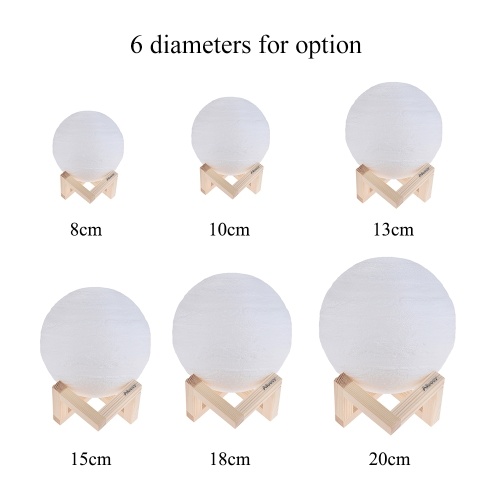 

Aibecy 20cm/7.9in 3D Printed Jupiter Lamp LED Light 2 Colors Switchable (White/ Yellow) Adjustable Brightness Touch Control USB Recharge with Wooden Stand Festival Gift Home Office Western Restaurant Decorative Night Light