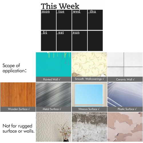 

Wall Sticker Removable Charlkboard Calendar Wall Decal Week Planner Memo Board Blackboard Sticker Organizer Room/Office/School Decor