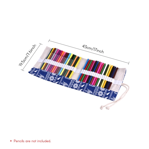

Canvas Pencil Roll Pouch Case Bag Wrap Holder Storage 36/48/72 Holes for Artist
