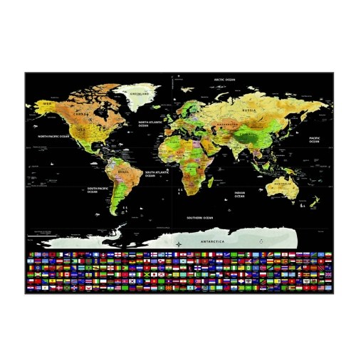 Scratch Off World Travel Map With National Flag