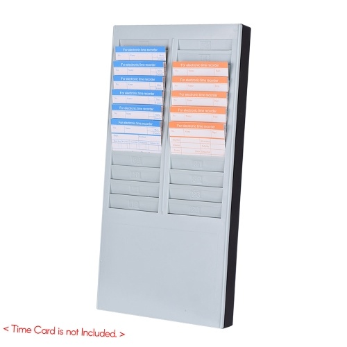 Bisofice Time Card Rack Wall Mount Holder 24 Pocket Slot for Attendance Recorder Punch Time Office 