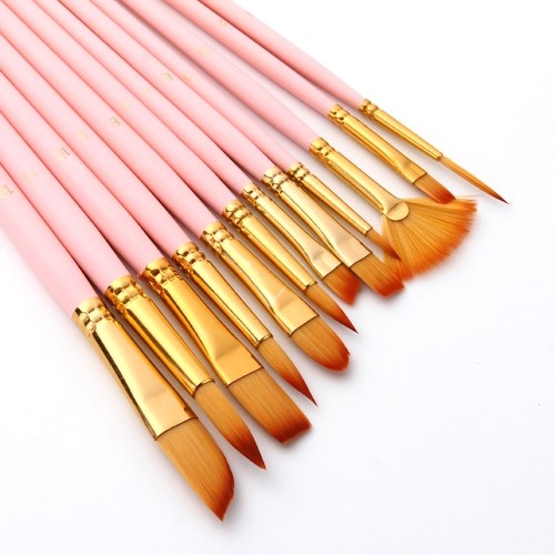 

12pcs Paint Brushes Set Kit Multiple Mediums Brushes with Nylon Hair for Artist Acrylic Aquarelle Gouache Watercolor Oil Painting for Great Art Drawing Supplies