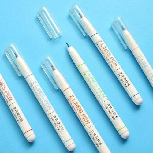 

Creative Two Lines Gel Pen Double Lines Marker Stereo Color Pen