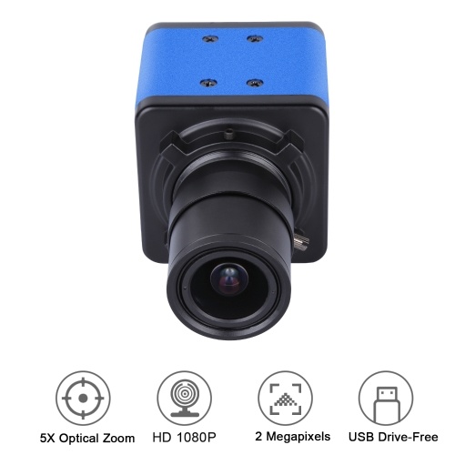 Aibecy 1080P HD Camera Computer Camera Webcam 2 Megapixels 5X Optical Zoom 155 Degree Wide Viewing Manual Focus Auto Exposure Compensation with Microphone USB Plug & Play for Video Conference Online Teaching Chatting Live Webcasting 