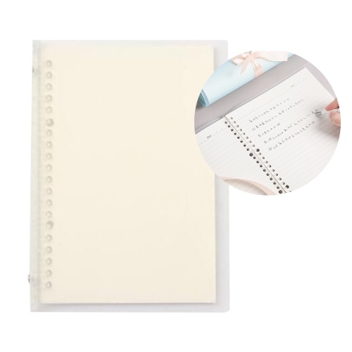 Transparent A5 Refillable Notebook 20 Rings/Holes Loose Leaf Binder Flexible Waterproof PP Cover 30 Sheets Ruled Lined Paper Refillable Binder for Office Home School Students Supplies