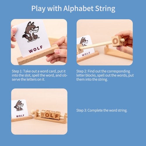 Wooden Letter Blocks Moveable Spinning Alphabet Matching Blocks Words Spelling Reading