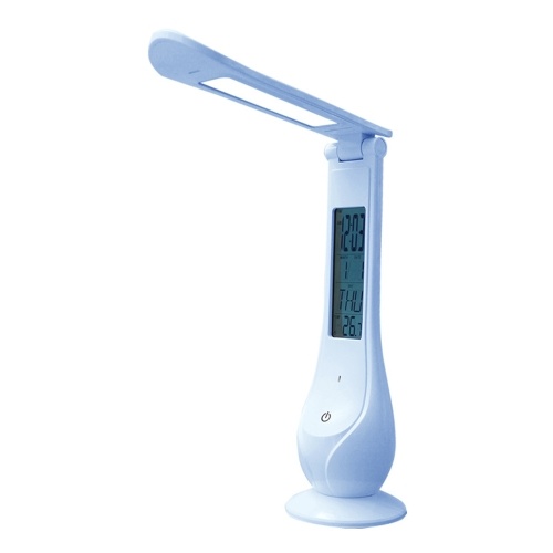 

Foldable Calendar Lamp Portable Intelligent LED Eye-Caring Table Lamp with Touch Control 3 Light Brightness Changing Power Calendar Thermometer Time Alarm Clock Function for Office Home Bedroom