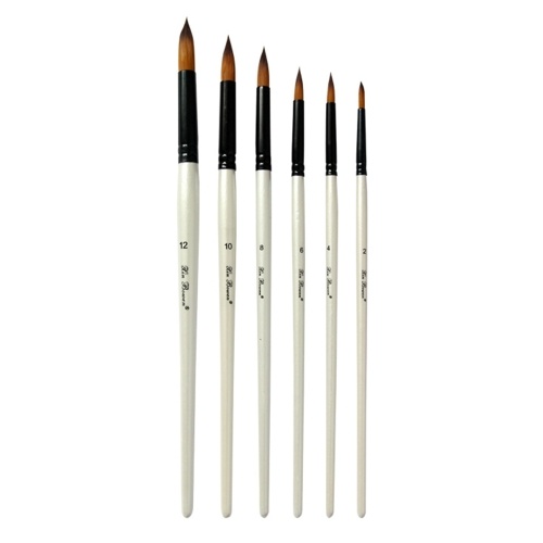 

6pcs Round Head Brushes Paintbrush Set Nylon Hair Paint Brush Set for Acrylic Oil Watercolor Painting Artist Professional Painting Kits Pearl White Brush Set