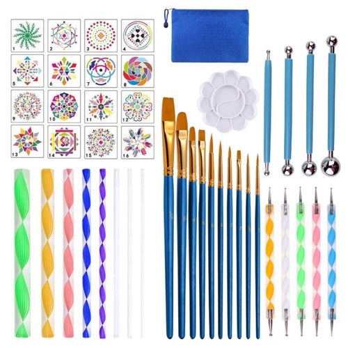 

41 Piece Mandala Dotting Tools DIY Painting Stencils Ball Palette Paint Brushes Multifunction Embossing Dot Kit for Canvas Rocks Coloring Drawing Crafting Art Supplies Handwork Decoration