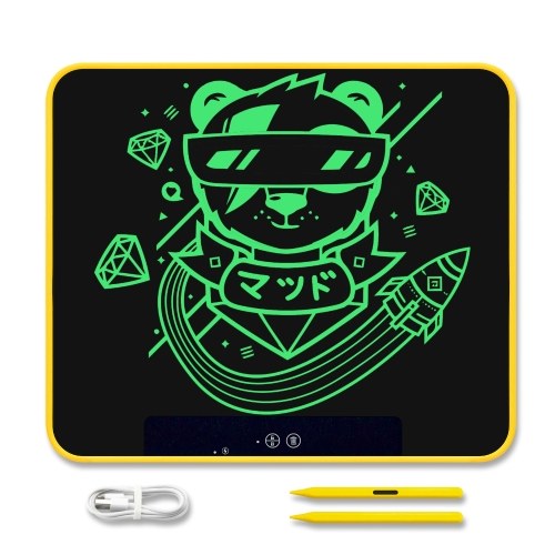 LCD Writing Tablet 16 Inch Monochrome Screen Rechargeable Drawing Board with 2 Stylus Drawing Writing Taking Notes Leaving Messages for Toddlers Boys Girls & Adults Black