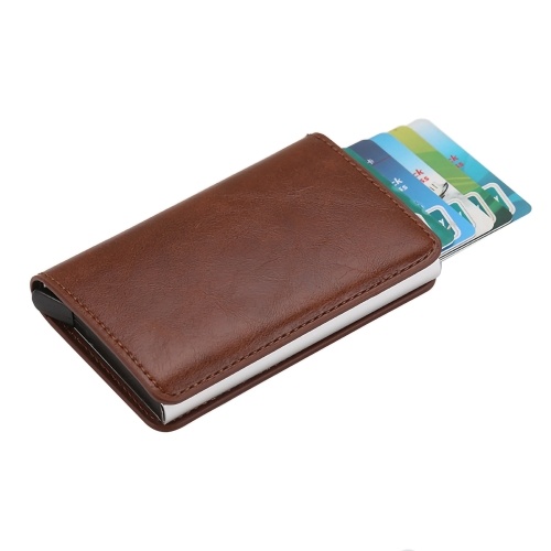 

Wallet Card Holder PU Card Case Protector RFID Blocking Snap Button Pop-Up Tab Credit Anti-theft for Women Men Businessman