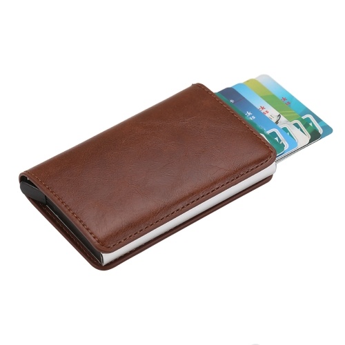 Wallet Card Holder PU Card Case Protector RFID Blocking Snap Button Pop-Up Tab Credit Anti-theft for Women Men Businessman