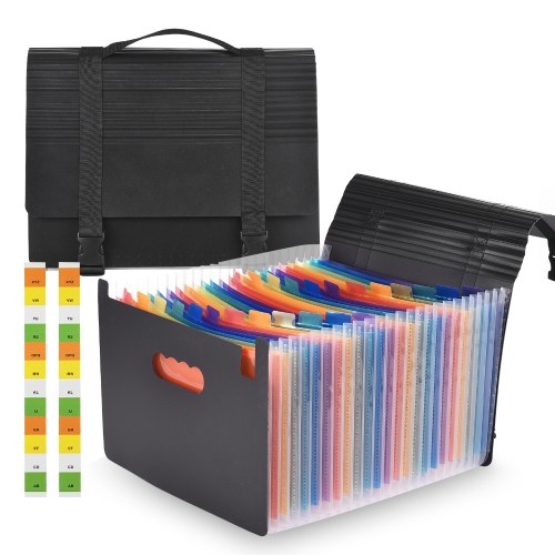 Bisofice Accordian File Folder Organizer with Handle 24 Pockets Expanding File Case 