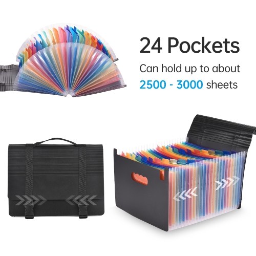 Bisofice Accordian File Folder Organizer with Handle 24 Pockets Expanding File Case 
