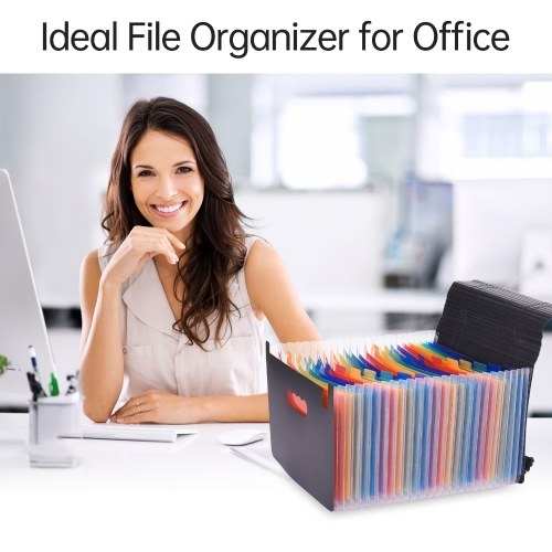 Bisofice Accordian File Folder Organizer with Handle 24 Pockets Expanding File Case 