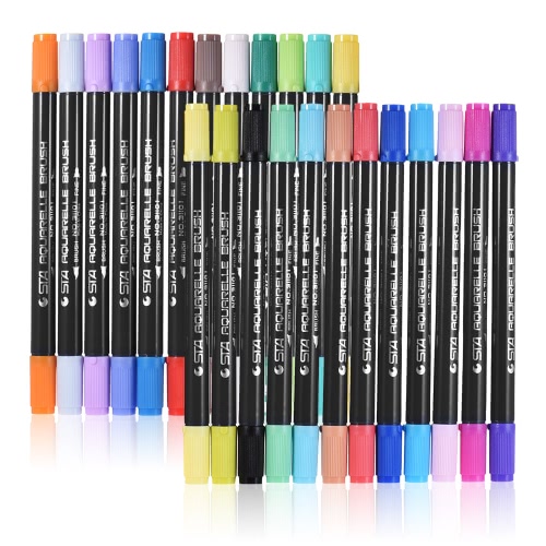 12 Colores / Set Marker Pen Marking Pen Twin Tip Cepillo Bolígrafos Acuarela de tinta para dibujo gráfico Manga Diseño