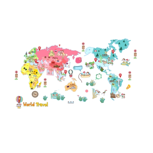 

Wall Sticker Cute Colorful World Travel Map Sticker Educational Kids Room PVC Decal Mural Art Home Decor