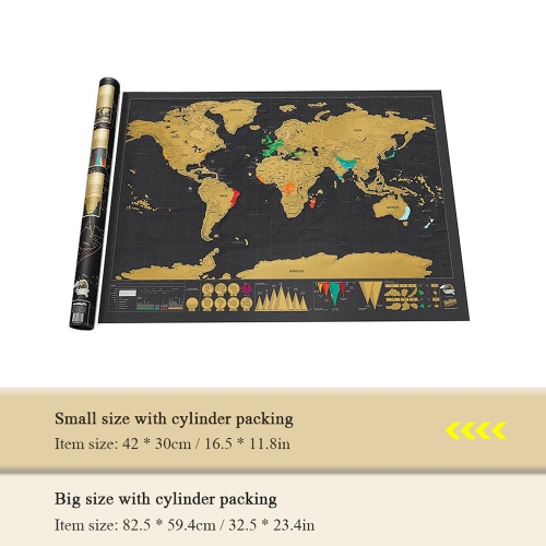 

Scratch Off World Travel Map Small Size With Cylinder Packing