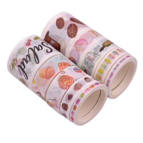 

Washi Japanese Paper Tapes Scrapbooking Tape Rolls Colorful Design 10pcs/set