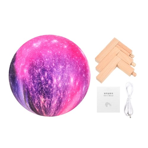 Creative Moon Lamp 3D Printed Starry Lamp LED Night Light Touch Tap Control 15cm/ 5.9in with Stand for Children Girls Birthday Thanksgiving Christmas Gifts
