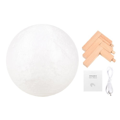 

3 Colors Creative Moon Lamp 3D Printed Lunar Lamp LED Night Light 12cm/ 4.7in with Stand for Children Girls Birthday Thanksgiving Christmas Gifts