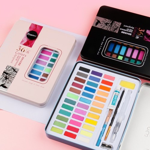 Ensemble de 48 peintures aquarelles solides