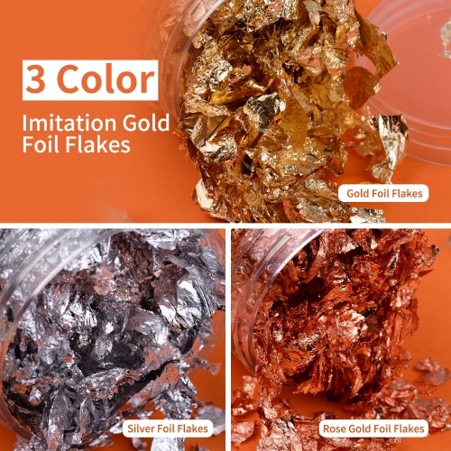 

Imitation Gold Foil Flakes Metallic Foil Flakes, Silver 10g