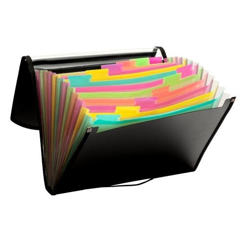 

Expanding File Folder 13 Pocket File Organizer Rainbow Color Accordion Folders with Expandable Cover Blank Labels Portable A4 Letter Size File Box Desktop Document Storage for Business Study Home