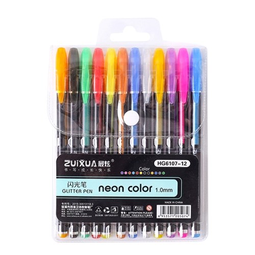 Conjunto de canetas G-el 12 cores (sem duplicatas) Kit de canetas de 1 mm L-ead para desenhar Marcadores de arte de livros de colorir A-dult