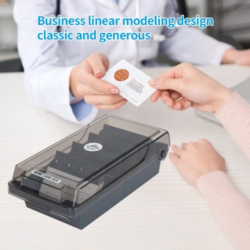 JIELISI Name Card Box Business Card Holder For Desk With Dividers And Index Tabs For Men And Wowen(500 Cards Capacity) 