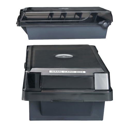 JIELISI Name Card Box Business Card Holder For Desk With Dividers And Index Tabs For Men And Wowen(500 Cards Capacity) 