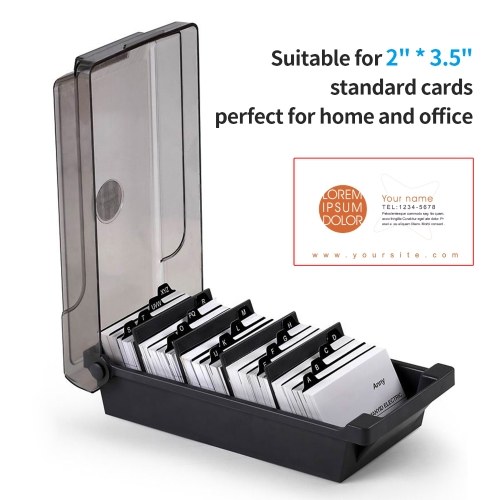 JIELISI Name Card Box Business Card Holder For Desk With Dividers And Index Tabs For Men And Wowen(500 Cards Capacity) 