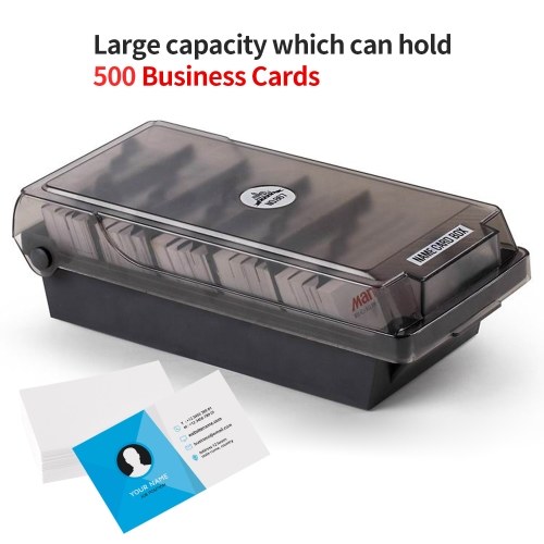 JIELISI Name Card Box Business Card Holder For Desk With Dividers And Index Tabs For Men And Wowen(500 Cards Capacity) 