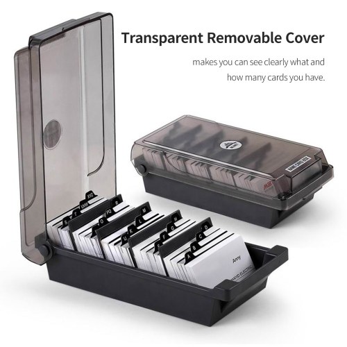 JIELISI Name Card Box Business Card Holder For Desk With Dividers And Index Tabs For Men And Wowen(500 Cards Capacity) 