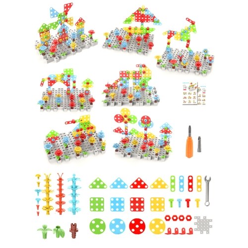 106pcs Electric Drill Construction Building blocks Animals Plants Creative Building Educational Activities Puzzle Games