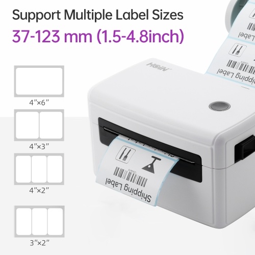 

Desktop Wireless Shipping Label Printer Direct Thermal Printing BT+USB Wired Connection for Shipping Tags Business Restaurant Kitchen Supermarket Home Business Retail Store-White