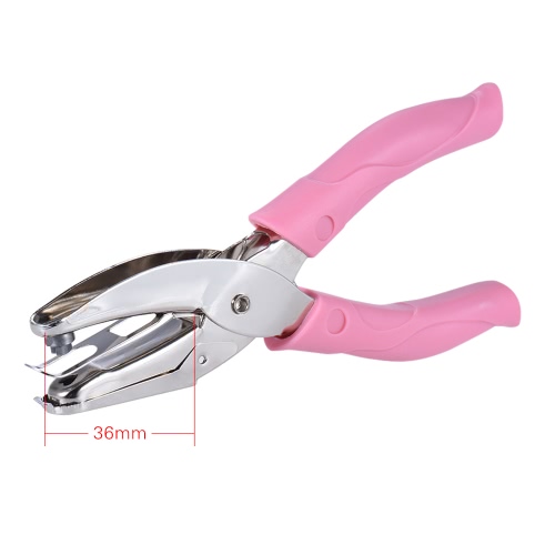 

Hand-held 1-Hole Metal Paper Punch Single Heart Shape Hole for Greeting Cards Scrapbook Notbook Puncher Hand Tool with Pink Grip