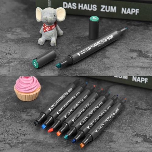 

36 Colors Twin Marker Marking Pen Highlighter Broad Fine Tip Alcohol-based Ink for Manga Advertisement Architecture Designing