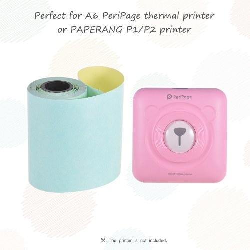 

Printable Color Sticker Paper Roll Direct Thermal Paper with Self-adhesive 57*30mm(2.17*1.18in) for PeriPage A6 Pocket Thermal Printer for PAPERANG P1/P2 Mini Photo Printer, 1 Roll