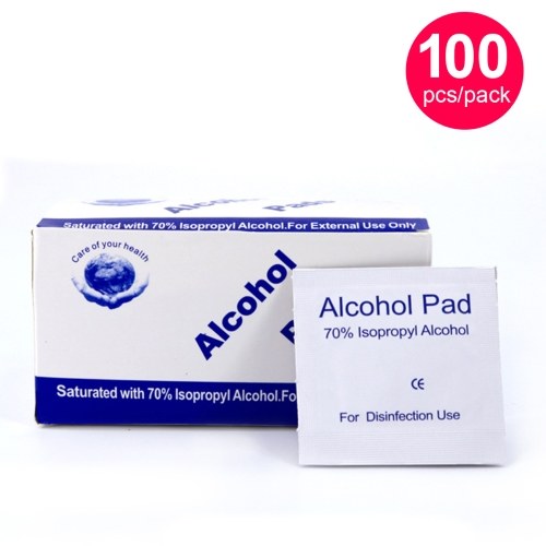 

100pcs Disposable Sterilized Alcohol-Cotton Pads Prep Wet Wipes Cleaning Sheets Swabs