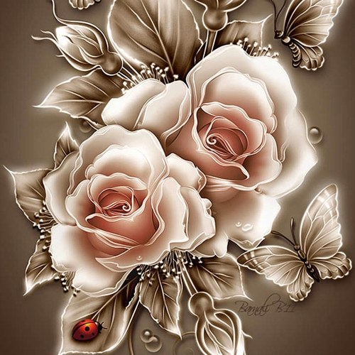 

DIY 5D Diamond Painting Kit Retro Rose Flower Pattern