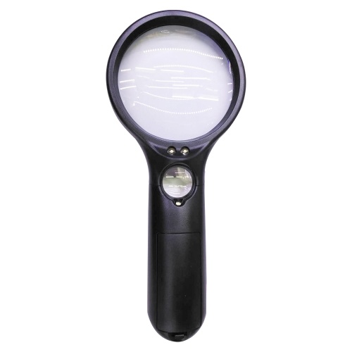 Handheld Magnifier Reading Magnifying Glass Lens Jewelry Loupe 3X 45X with 3 LED Light for Reading Inspection Jewellery Hobbies Crafts