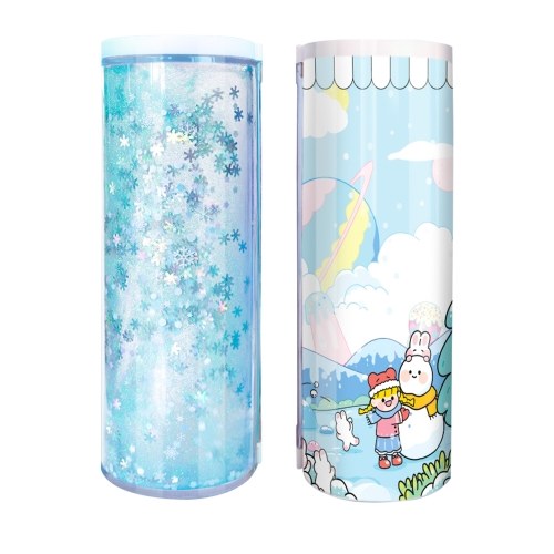 NBX Multi-functional Quicksand Pencil Case Cartoon Pattern Magnetic Close Large Capacity Pen Holder with Mirror Solar Energy Calculator Dry Erase Marker Stationery Storage Box for Office School Teen Boys Girls Students