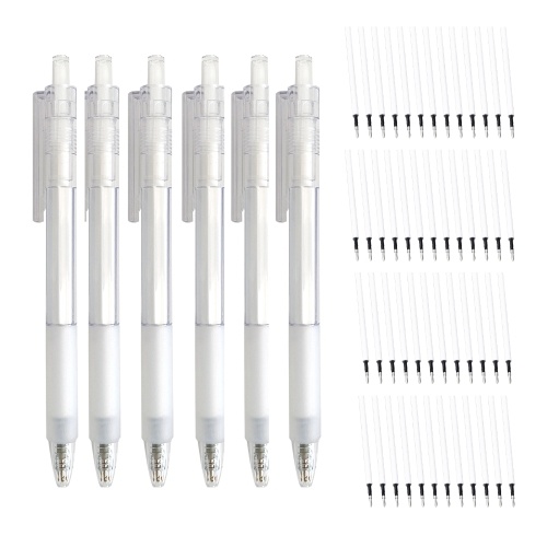 

6pcs Refillable & Retractable Gel Ink Pens 0.5mm Black Ink Gel Pen for Office School Students Adults