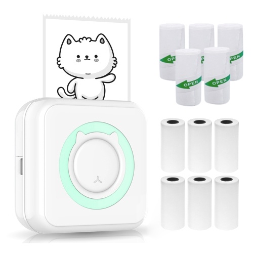 

All-in-one Photo Printer Multifunction Portable Printer Wireless Instant Mini Printer with 6 Thermal Paper Rolls and 5 Self-adhesive Paper Rolls 57mm Compatible with iOS Android