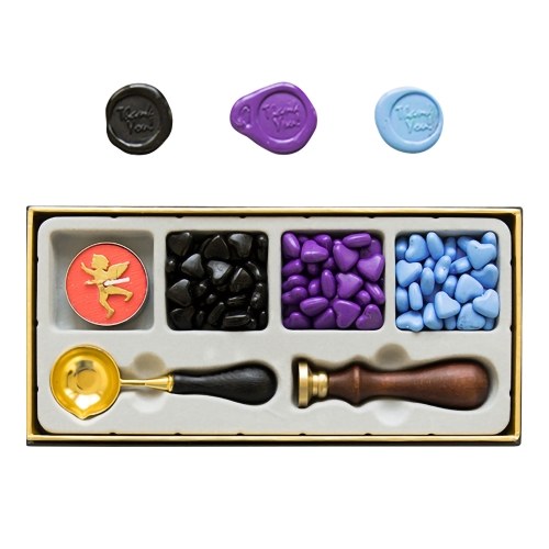 

Vintage Sealing Wax Kit 3 Colors Sealing Wax Beads Wax Seal Stamp Wax Spoon Candle with Exquisite Gift Box for for Envelopes Letter Cards Wedding Invitations Sealing Decoration DIY Crafts