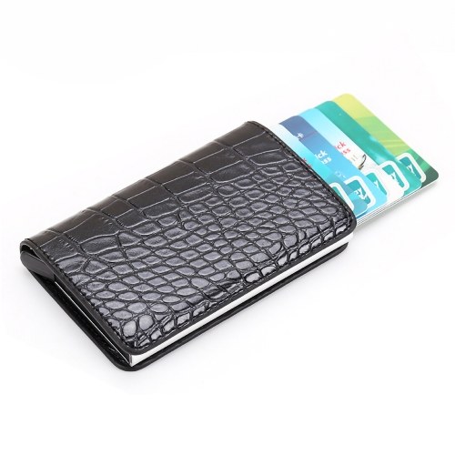 

Wallet Card Holder PU Card Case Protector RFID Blocking Snap Button Pop-Up Tab Credit Anti-theft for Women Men Businessman