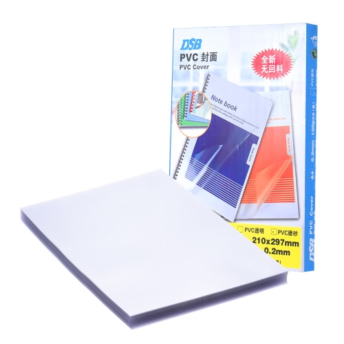 DSB 100 Sheets Frosted A4 PVC Binding Presentation Cover 0.2mm Transparent School Office Supply Stationary for Book Document File