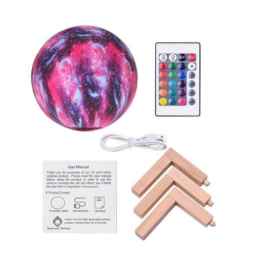 

Aibecy LED Moon Lamp Moon Night Light Большой лунный светильник с 3D-принтом с подставкой USB-кабель 16 светящихся цветов Пульт дистанционного управления и сенсорное управление Перезаряжаемая яркость Регулируемый домашний свет для детей Женщины Хэллоуин Р